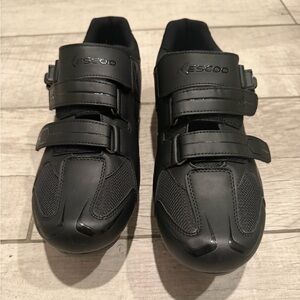 Black Cycling Shoes with Velcro Straps